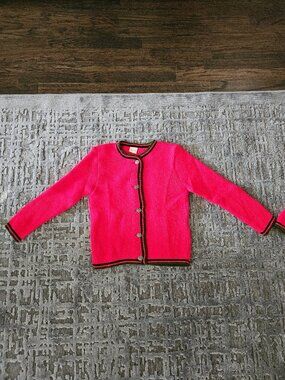 VINTAGE GIRLS GERMAN DORNER RED POLYACRYLIC SWEATER GERMAN GIRLS SIZE 140 =US 10